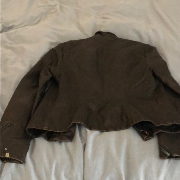 Free People Vegan Brown Leather Jacket 10 - Picture 3 of 3